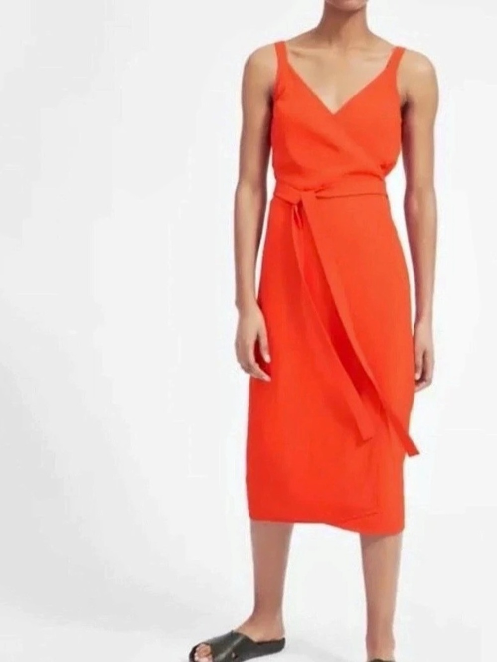 Everlane Japanese GoWeave Tank Wrap Dress Red Midi
